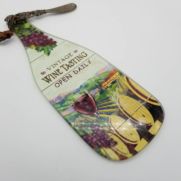 Glass Wine Bottle & Knife Serving Board Grapes Ornate Orchard Cheese Cutting - Picture 3 of 4